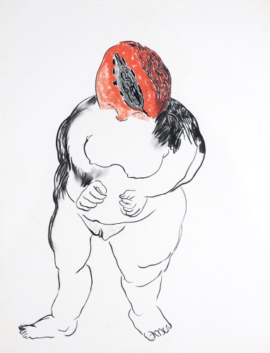 Woman with Red Head Split Skull 