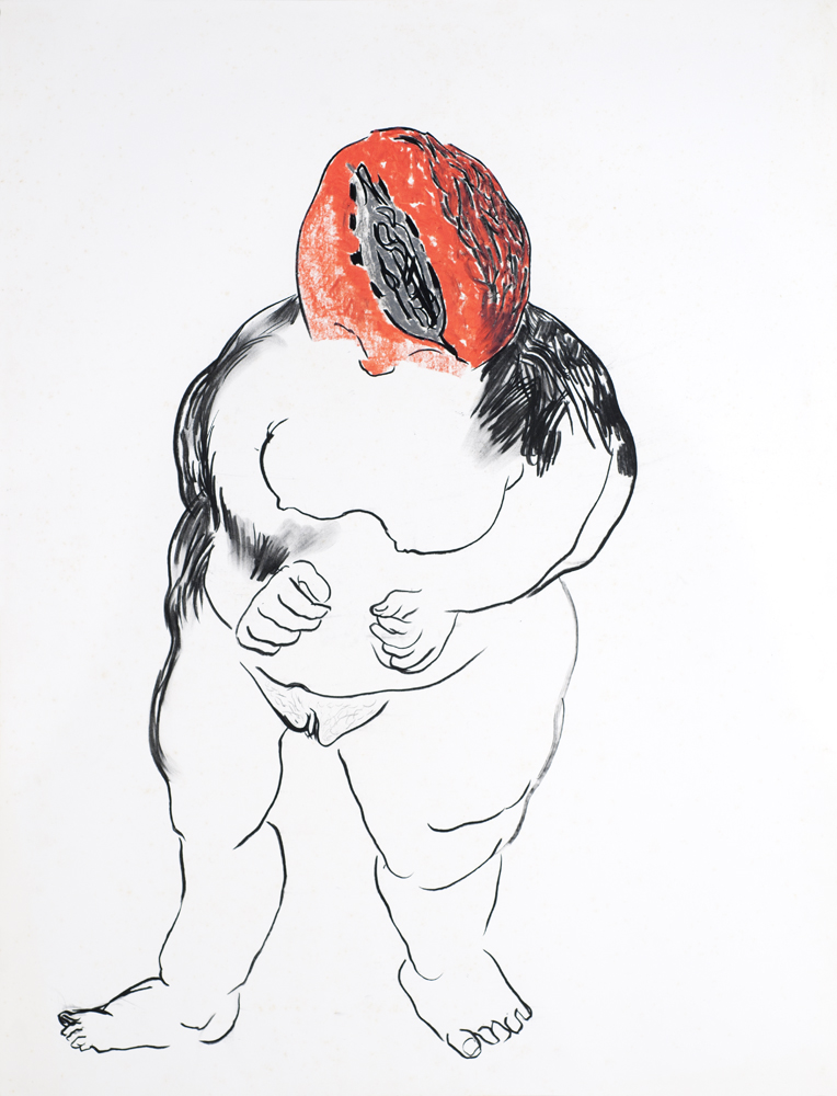 Woman with Red Head Split Skull 